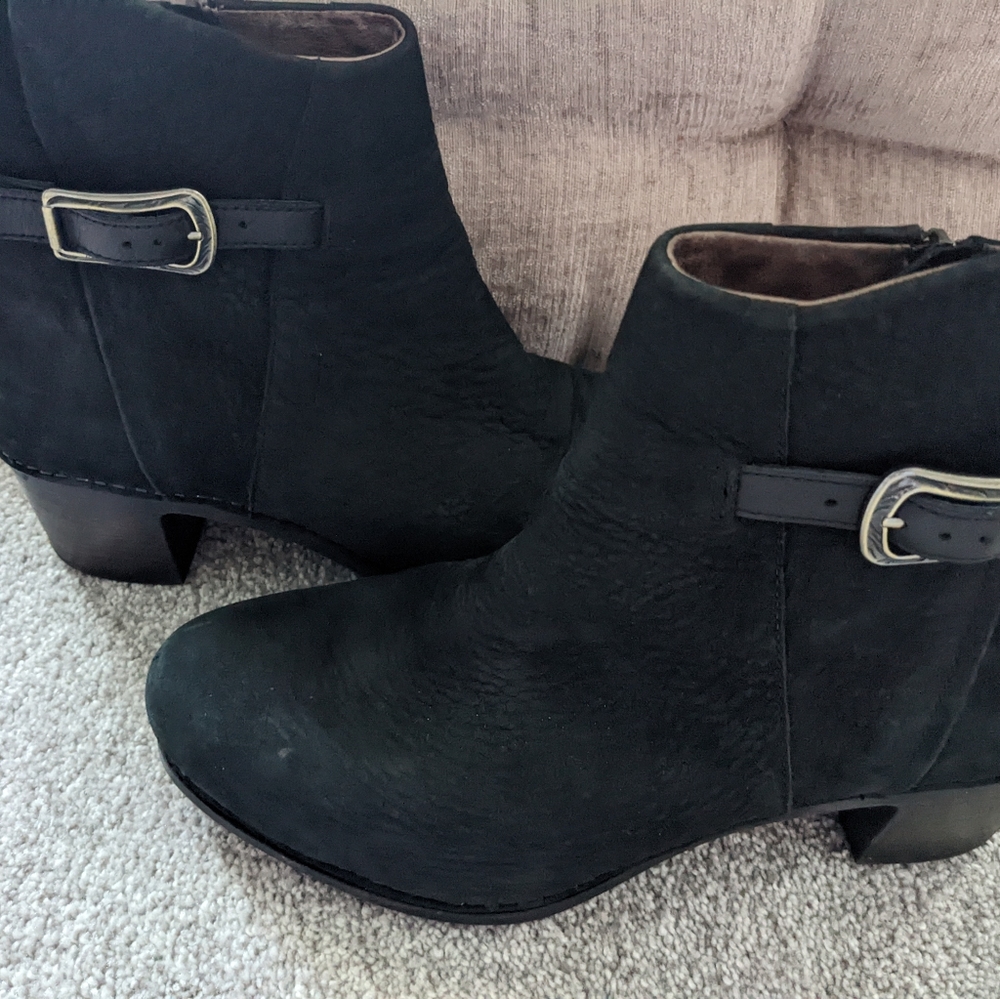 Dansko Hartley Buckle Strap Side Zip Ankle Leather Booties Size US 11-12 EU 42